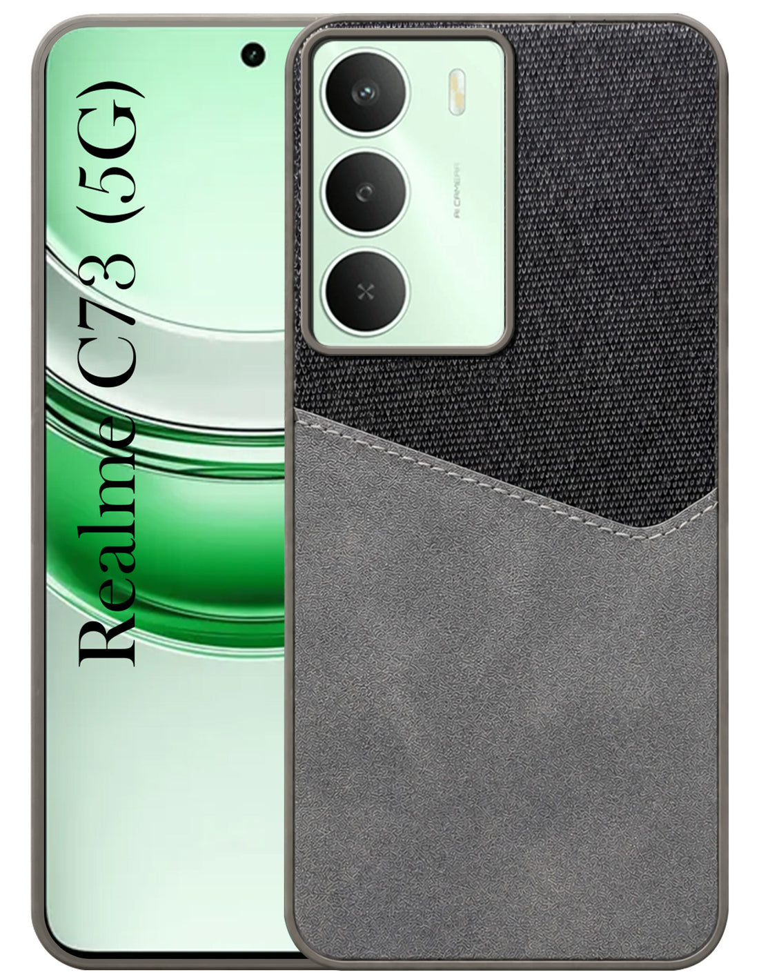 For Realme C73 Back Cover Case (Dual PU Leather Stitch | Professional Minimalist | Soft and Flexible)