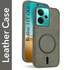 For Realme 14T Back Cover Case Leather Finish (MagSafe Compatible Wireless Charging | Soft Touch | Camera Bump Protection)