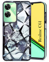 For Realme C61 | Realme Narzo N61 Back Cover Case (Dual Design Glitter Sparkle and Detachable Diamond Print Case | Soft and Flexible)