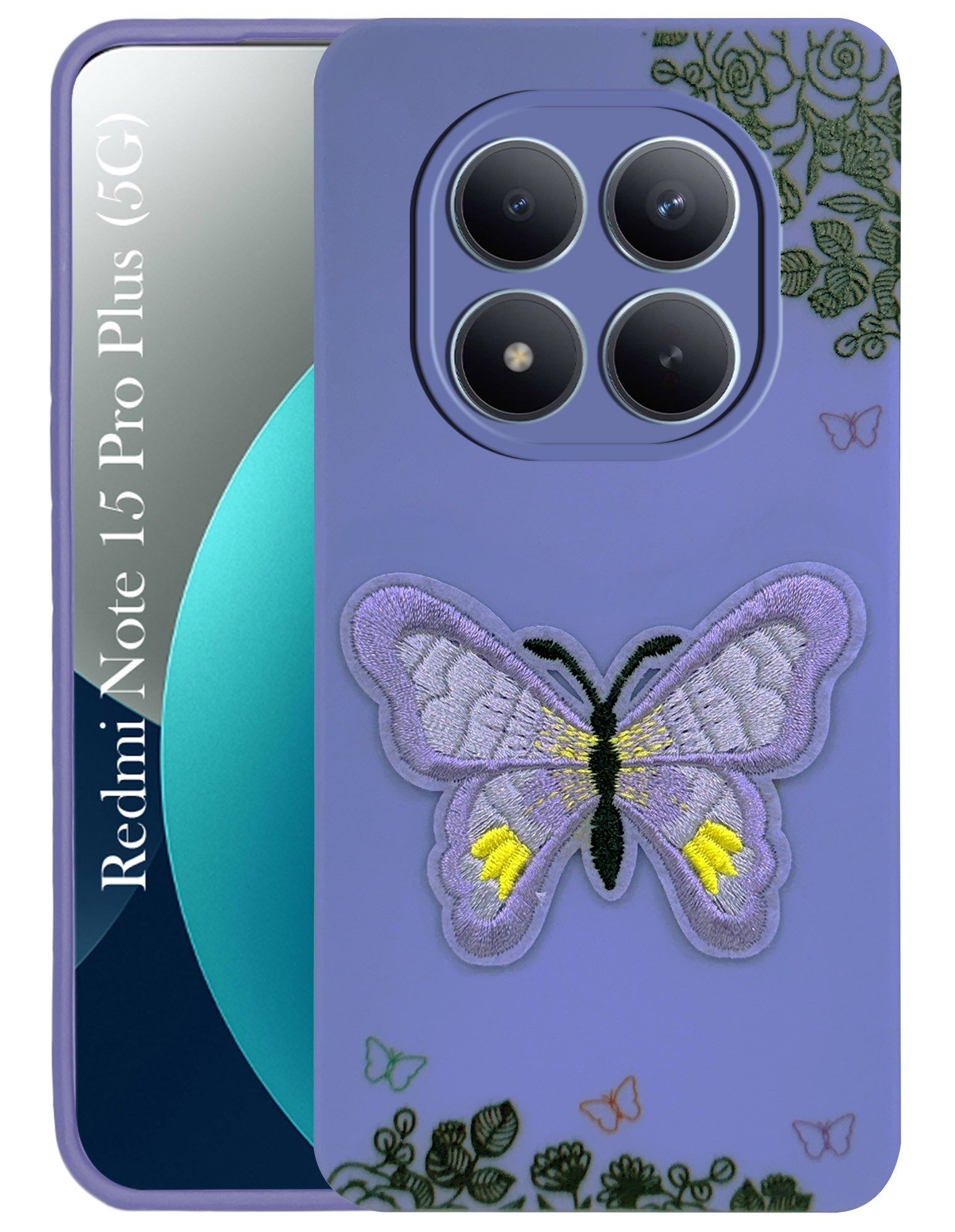 For Xiaomi Redmi Note 15 Pro Plus 5G Back Cover Case (Soft Butterfly Embroidery | Women Teen Girls | Camera Protection| Matte Silicone)