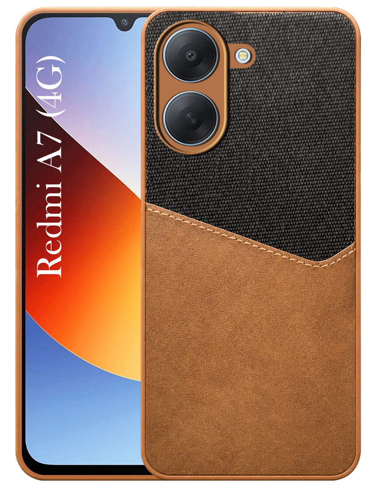 For Redmi A7 4G Back Cover Case (Dual PU Leather Stitch | Professional Minimalist | Soft and Flexible)