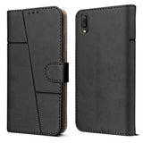 For Vivo V11 Flip Cover Case (Stitched Leather Finish | Magnetic Closure | Inner TPU | Foldable Stand | Wallet Card Slots)