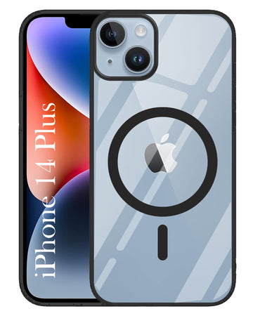 For Apple iPhone 14 Plus Back Cover Case ( Black MagSafe Compatible Wireless Charging | Hybrid Camera Bump Protection | Shockproof Polycarbonate