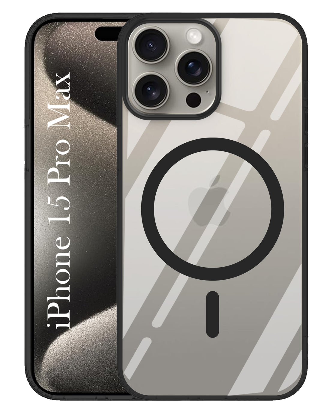 For Apple iPhone 15 Pro Max Back Cover Case ( Black MagSafe Compatible Wireless Charging | Hybrid Camera Bump Protection | Shockproof Polycarbonate