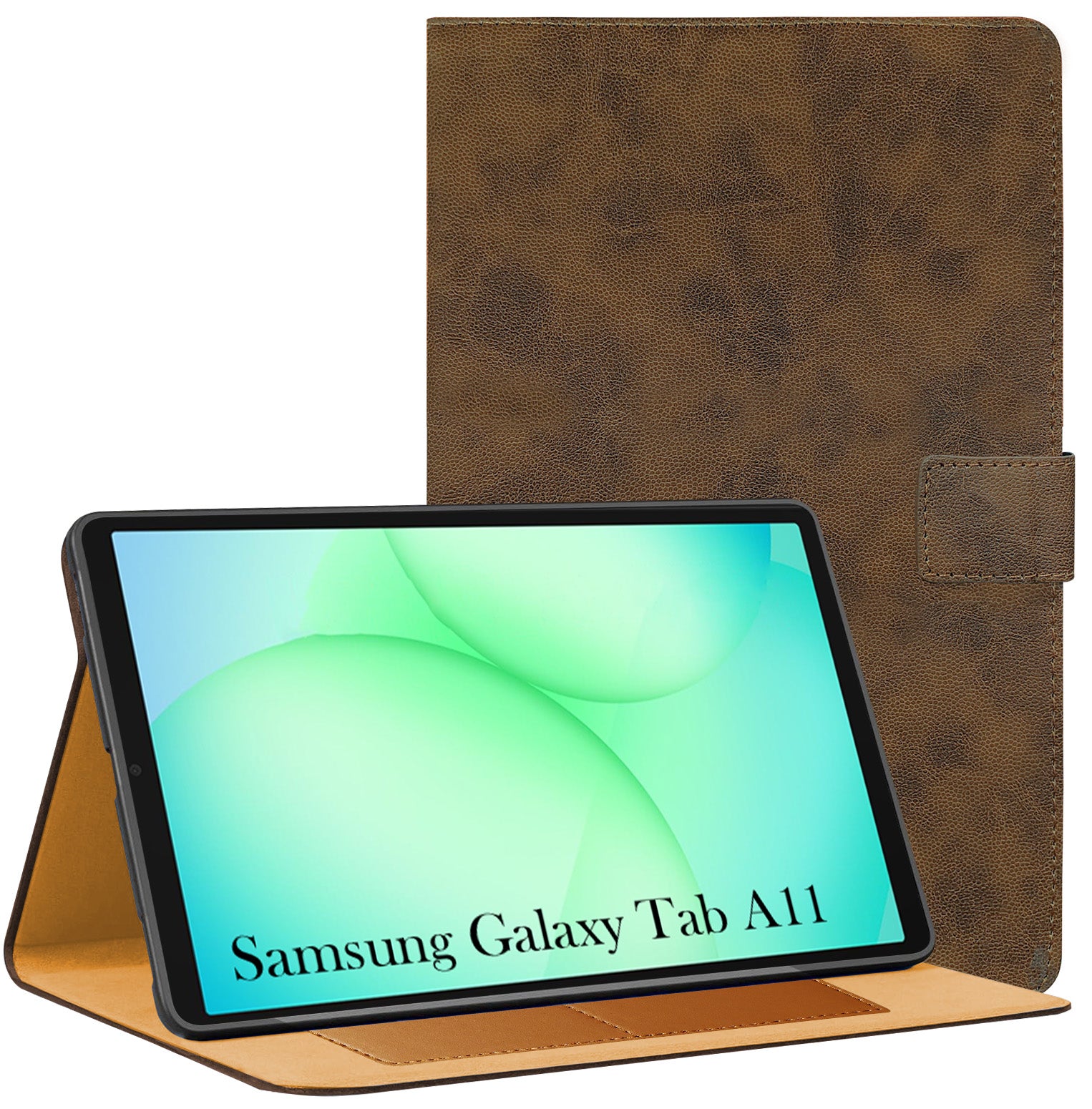 For Samsung Galaxy Tab A11 8.7 Inch SM-X133/X135/X135F Flip Cover Folio Cover (PU Matte Leather | Multi-Angle Smart Stand | Card Storage Slots | Silicone Back Pouch)