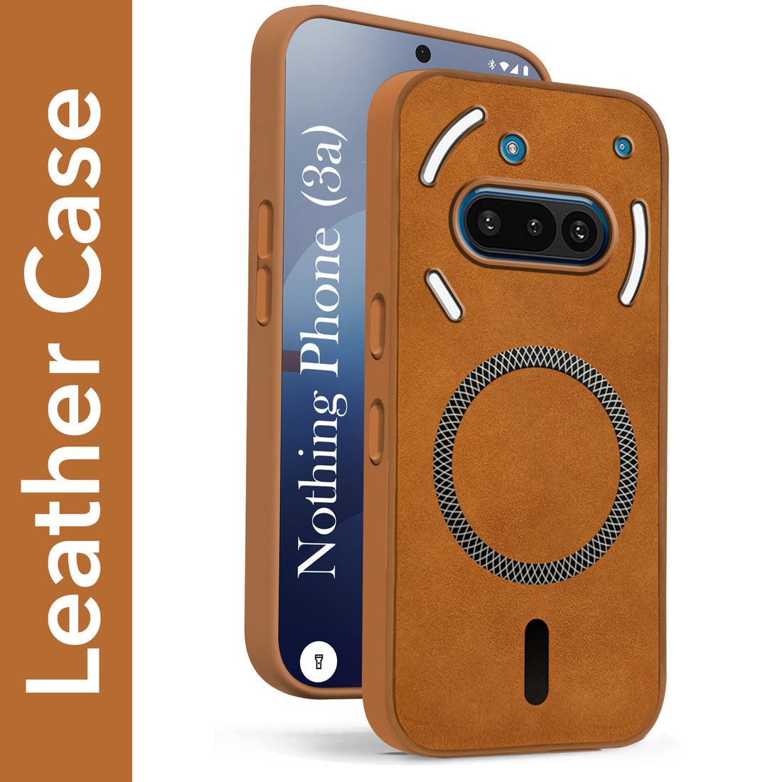 For Nothing Phone 3A 5G Back Cover Case Leather Finish (MagSafe Compatible Wireless Charging | Soft Touch | Camera Bump Protection)