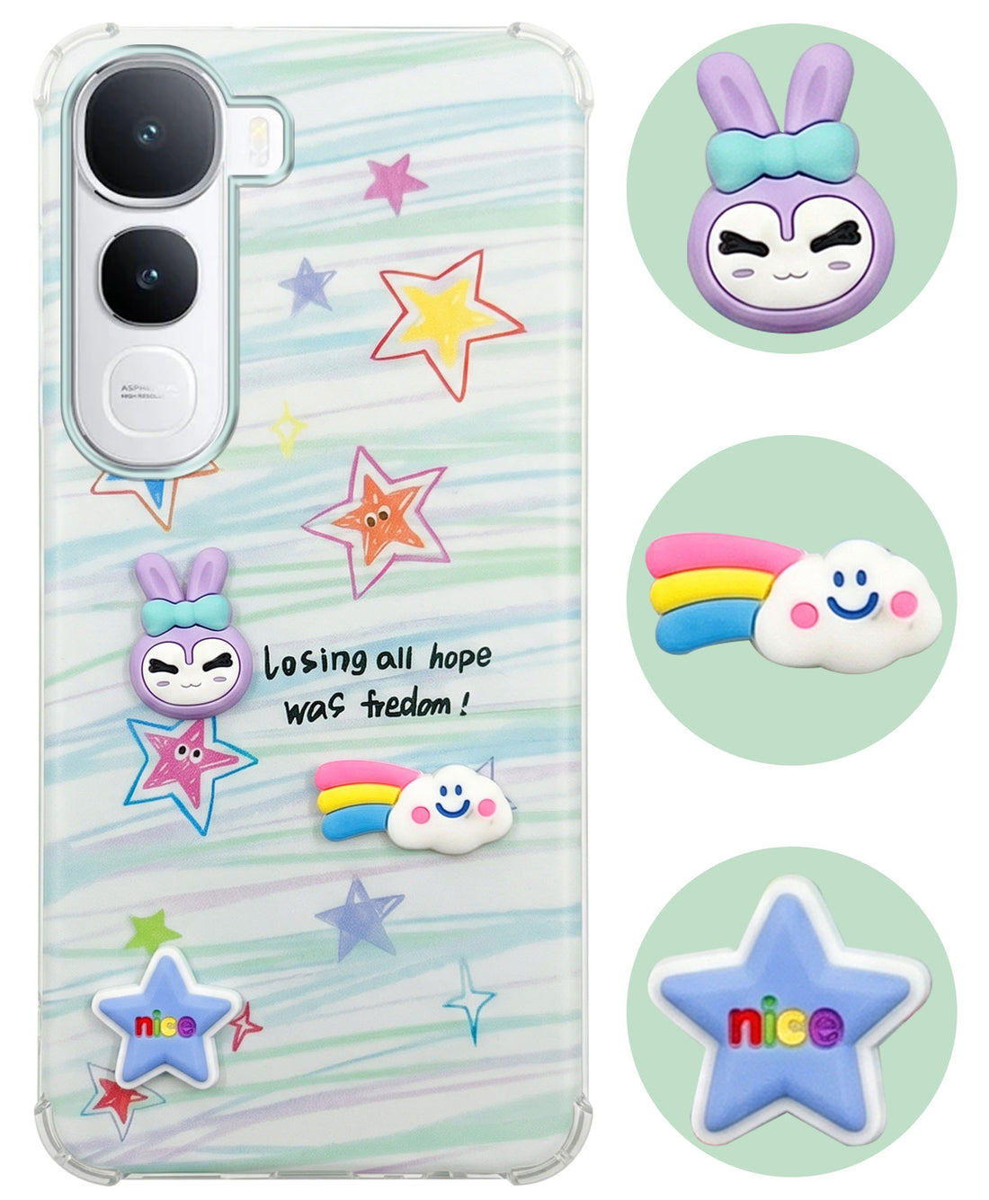 For Vivo Y400 Back Cover Case (3D Cute Cartoons | Hard Back Side Soft | Matte Premium Finish | HD Printing)