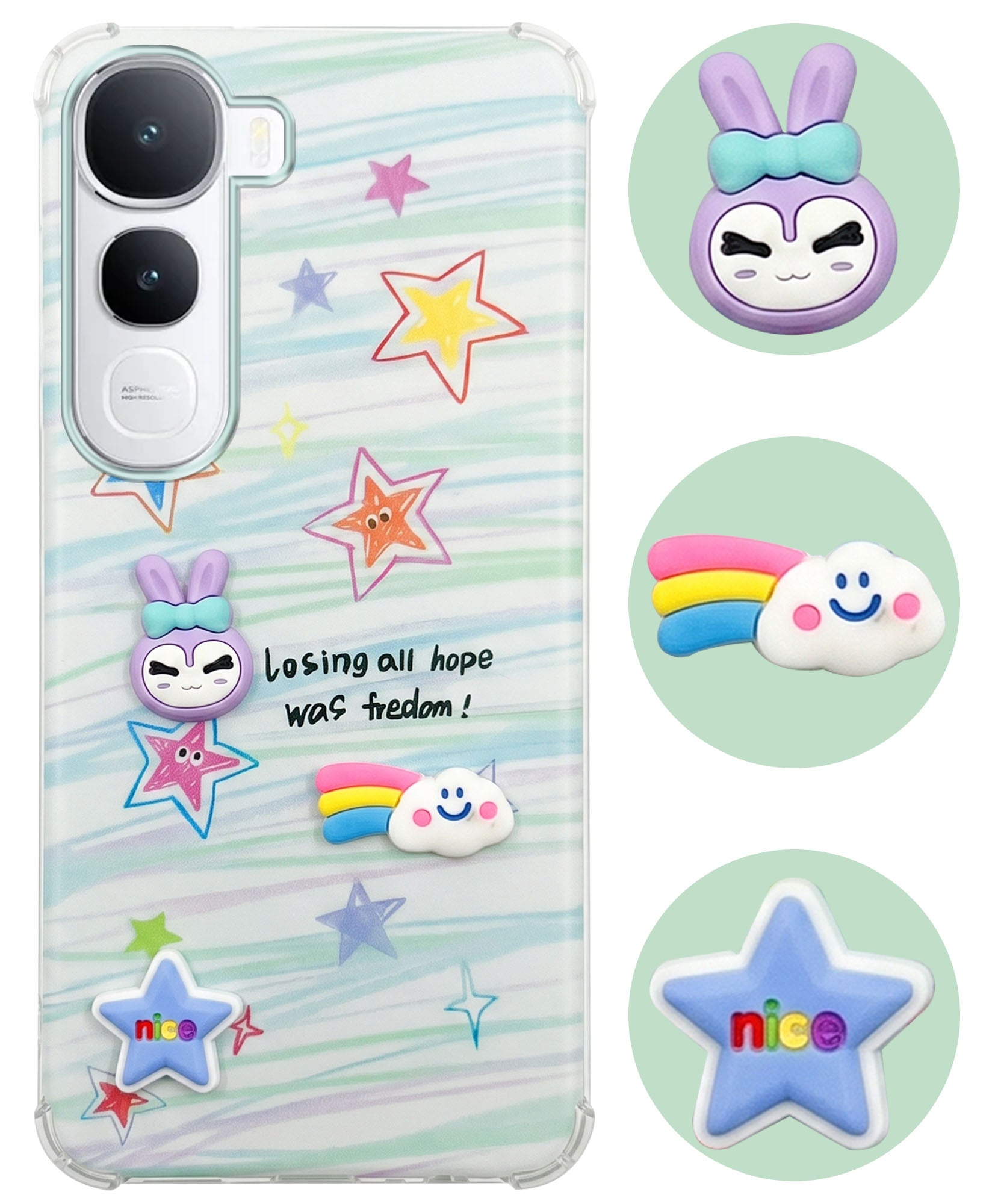 For Vivo Y400 Back Cover Case (3D Cute Cartoons | Hard Back Side Soft | Matte Premium Finish | HD Printing)