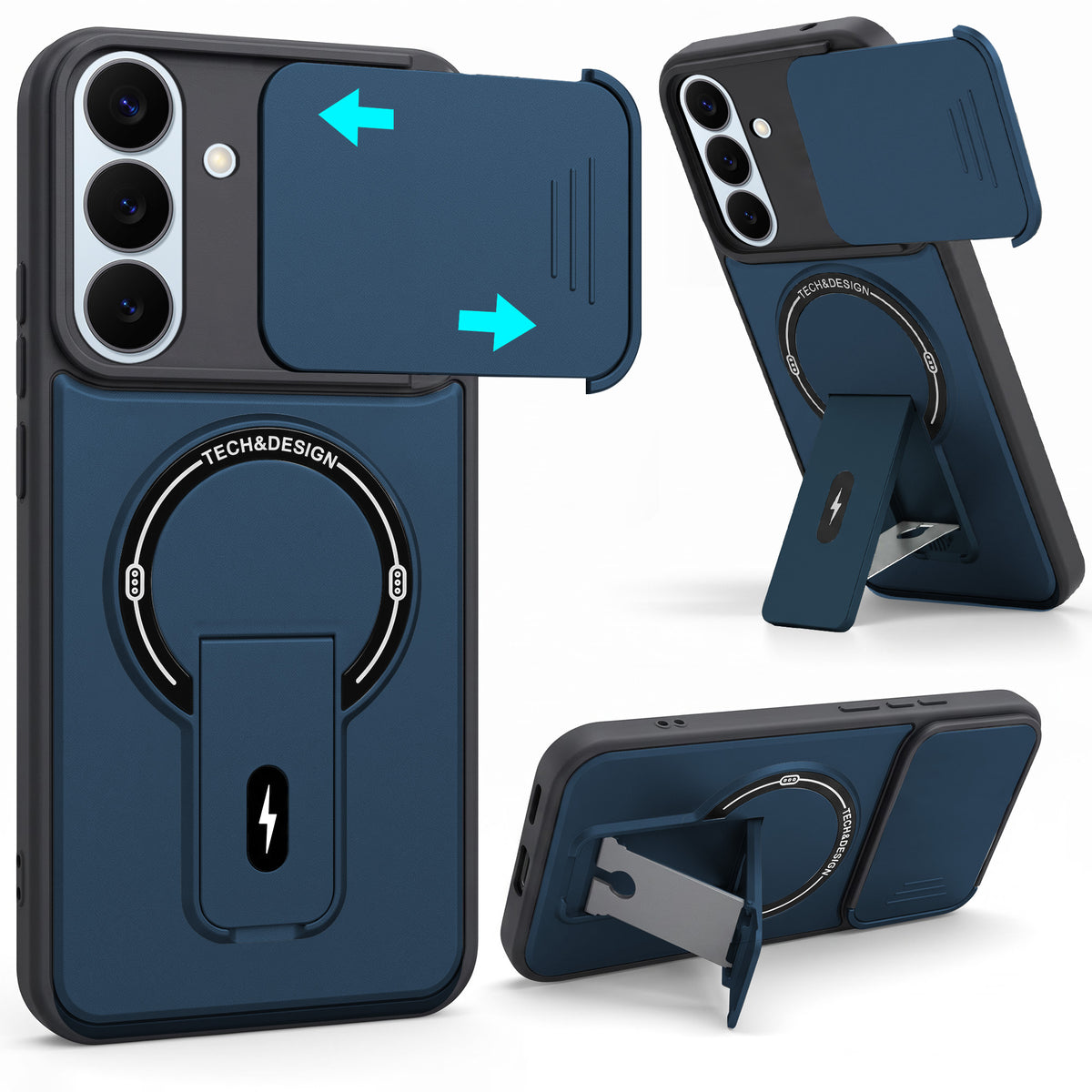 For Samsung Galaxy S26 5G Back Case Cover Metallic (Hybrid Armor Kickstand | Sliding Shutter Camera Protection | MagSafe Compatible)