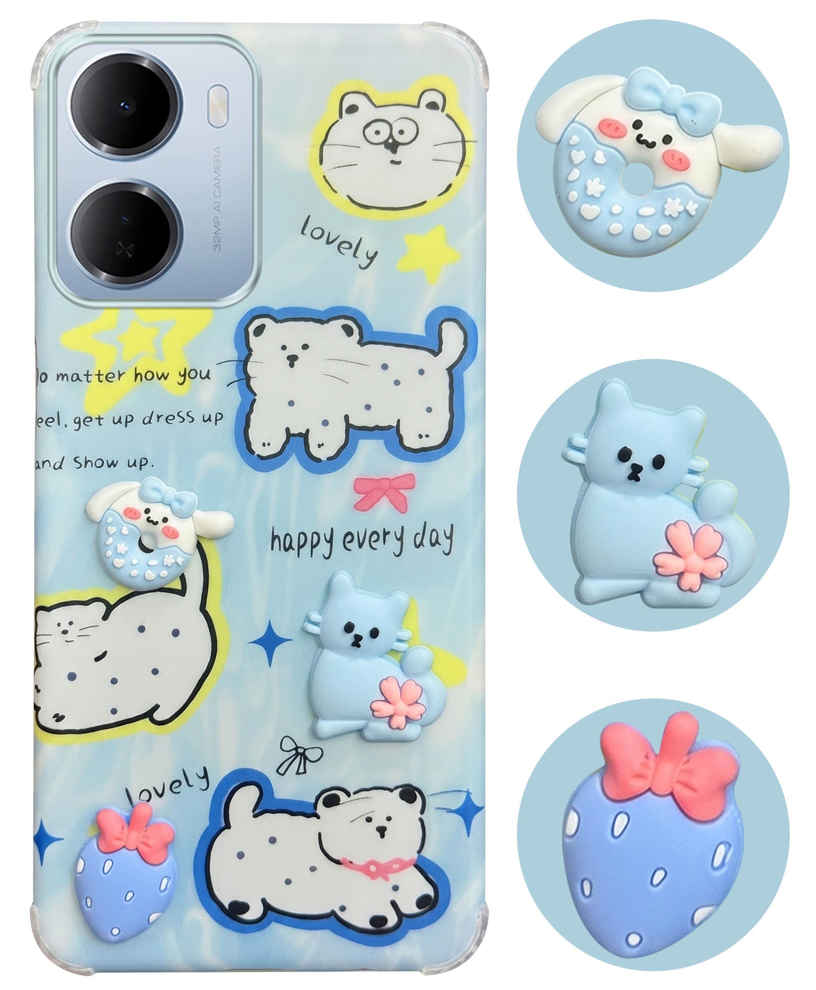 For Redmi 15A 5G Back Cover Case (3D Cute Cartoons | Hard Back Side Soft | Matte Premium Finish | HD Printing)