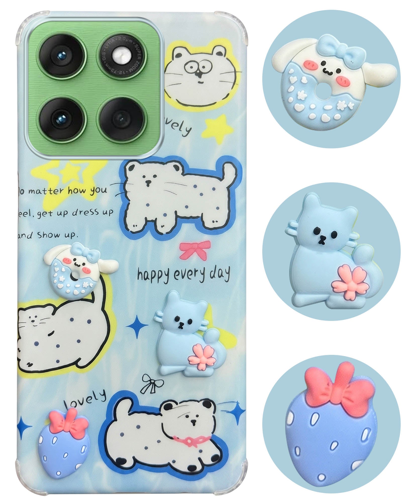 For Motorola Moto Edge 60 Back Cover Case (3D Cute Cartoons | Hard Back Side Soft | Matte Premium Finish | HD Printing)