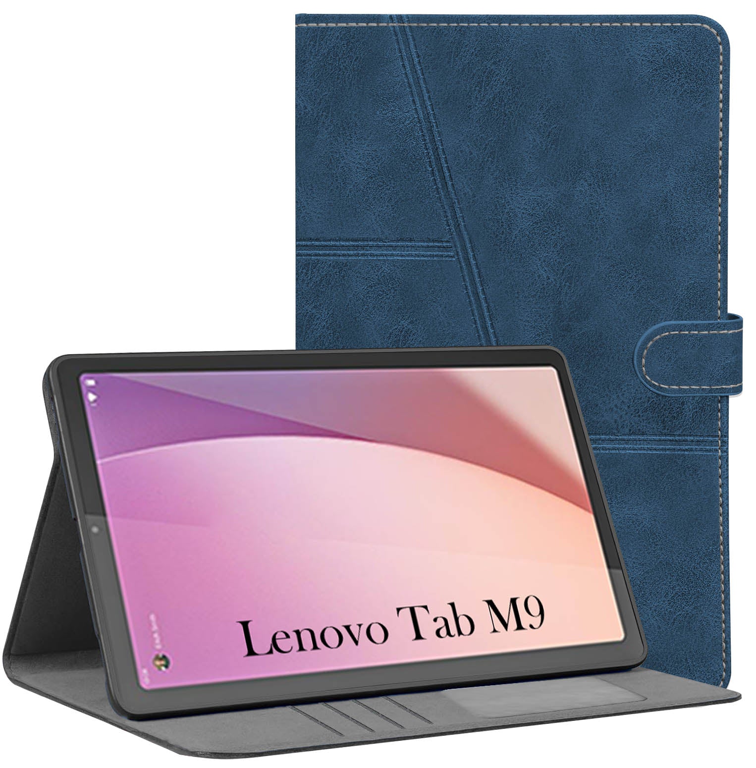 For Flip Cover Folio Case Lenovo Tab M9 (TB310FU) 9 Inch (PU Leather | Multi-Angle Smart Stand | Card Storage Slots | Silicone Back Pouch)