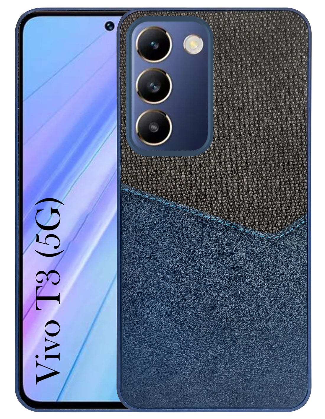 For Vivo T3 Back Cover Case (Dual PU Leather Stitch | Professional Minimalist | Soft and Flexible)