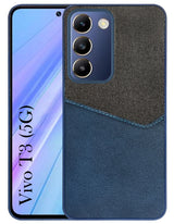 For Vivo T3 Back Cover Case (Dual PU Leather Stitch | Professional Minimalist | Soft and Flexible)