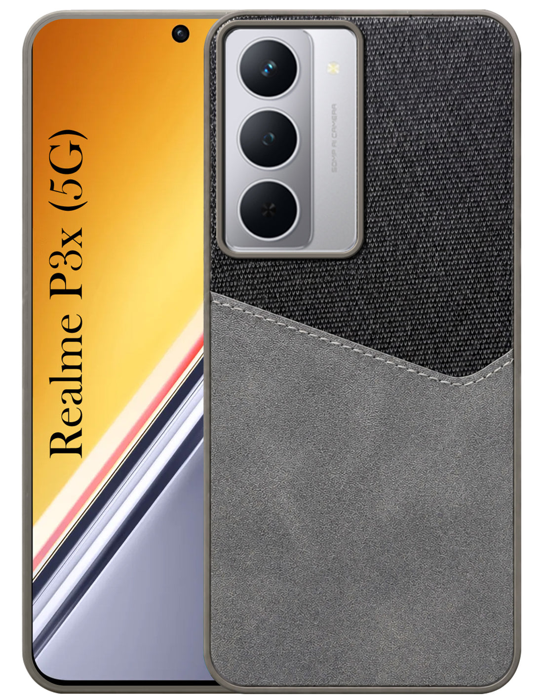 For Realme P3x Back Cover Case (Dual PU Leather Stitch | Professional Minimalist | Soft and Flexible)