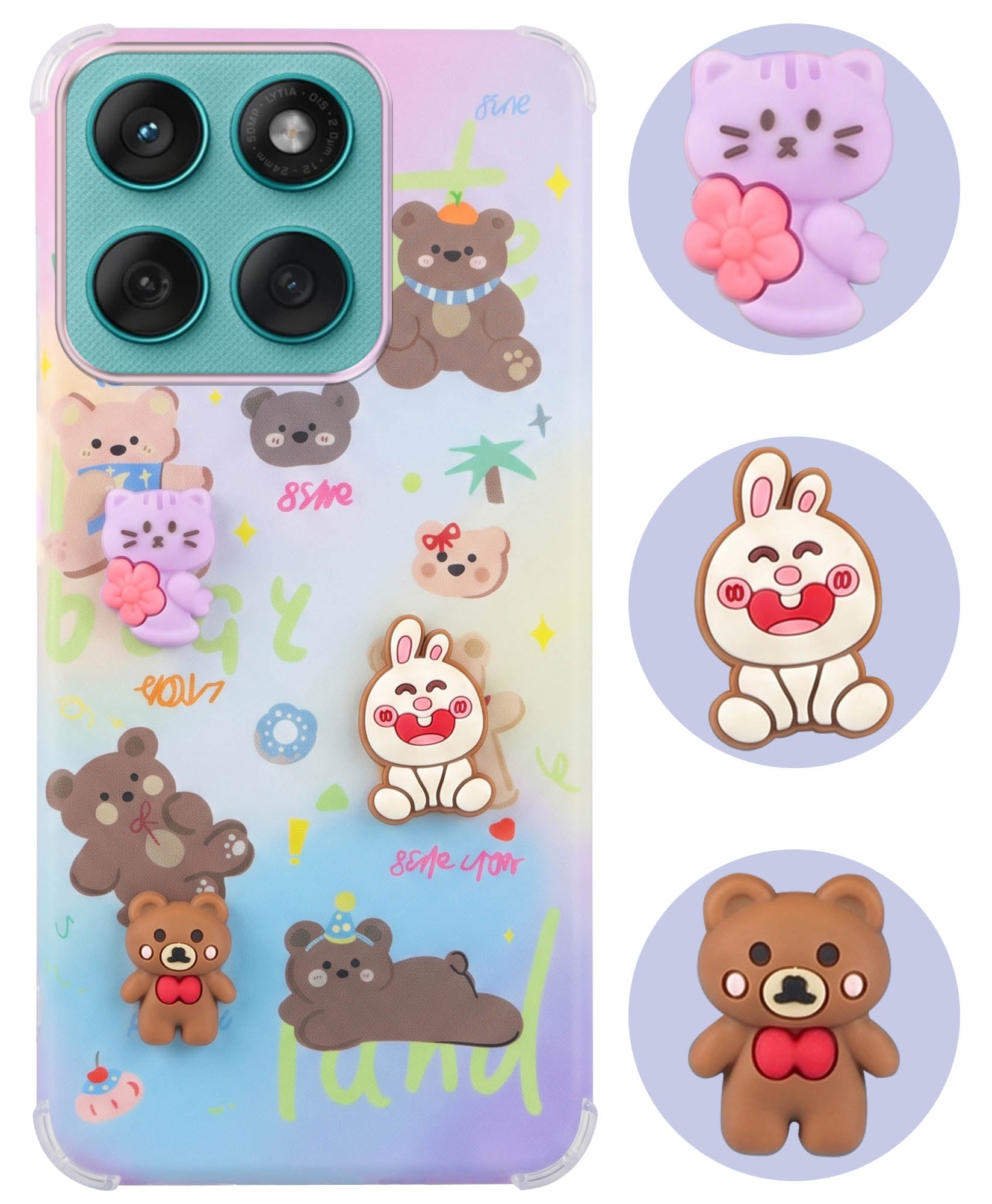 For Motorola Moto Edge 60 Fusion Back Cover Case (3D Cute Cartoons | Hard Back Side Soft | Matte Premium Finish | HD Printing)