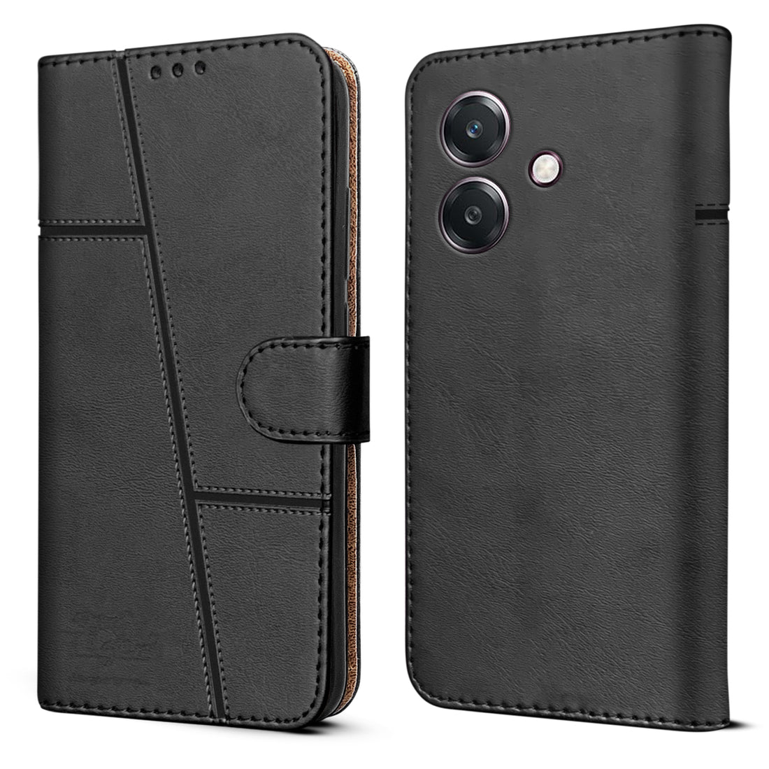 For Oppo A3 Flip Cover Case ( Stitched Leather with Magnetic Closure)