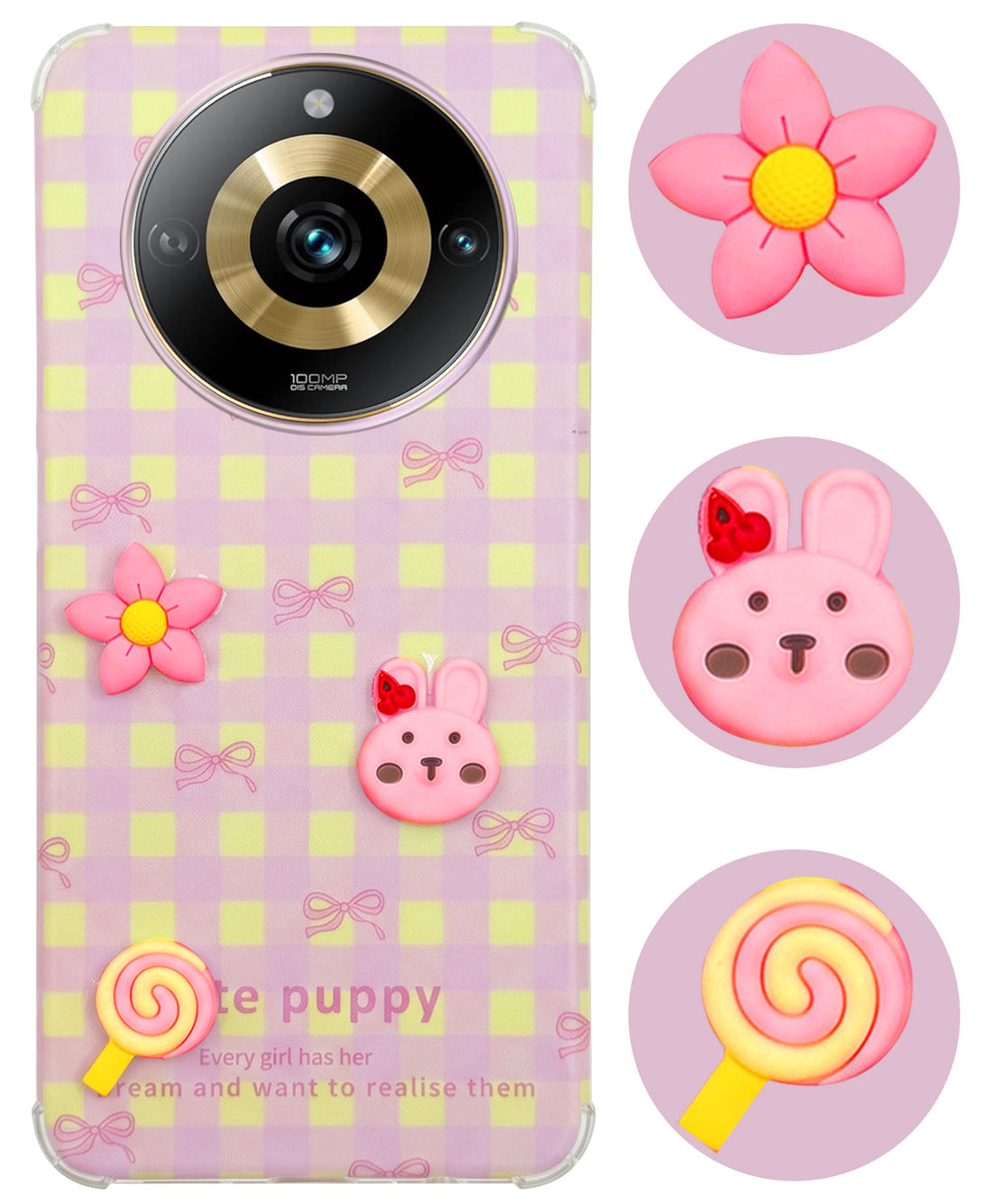 For Realme Narzo 60 Pro Back Cover Case (3D Cute Cartoons | Hard Back Side Soft | Matte Premium Finish | HD Printing)