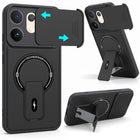 For Vivo V60 | Vivo T4 Pro Back Case Cover Metallic (Hybrid Armor Kickstand | Sliding Shutter Camera Protection | MagSafe Compatible)