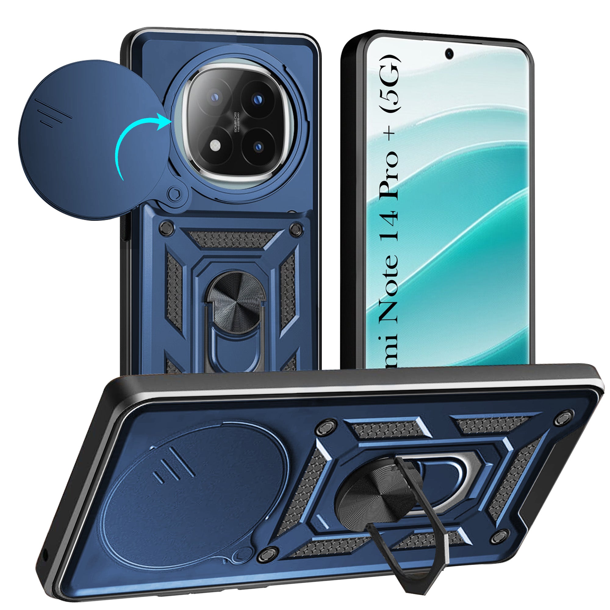 For Redmi Note 14 Pro Plus Back Cover Case (Hybrid Dual Armor Polycarbonate)