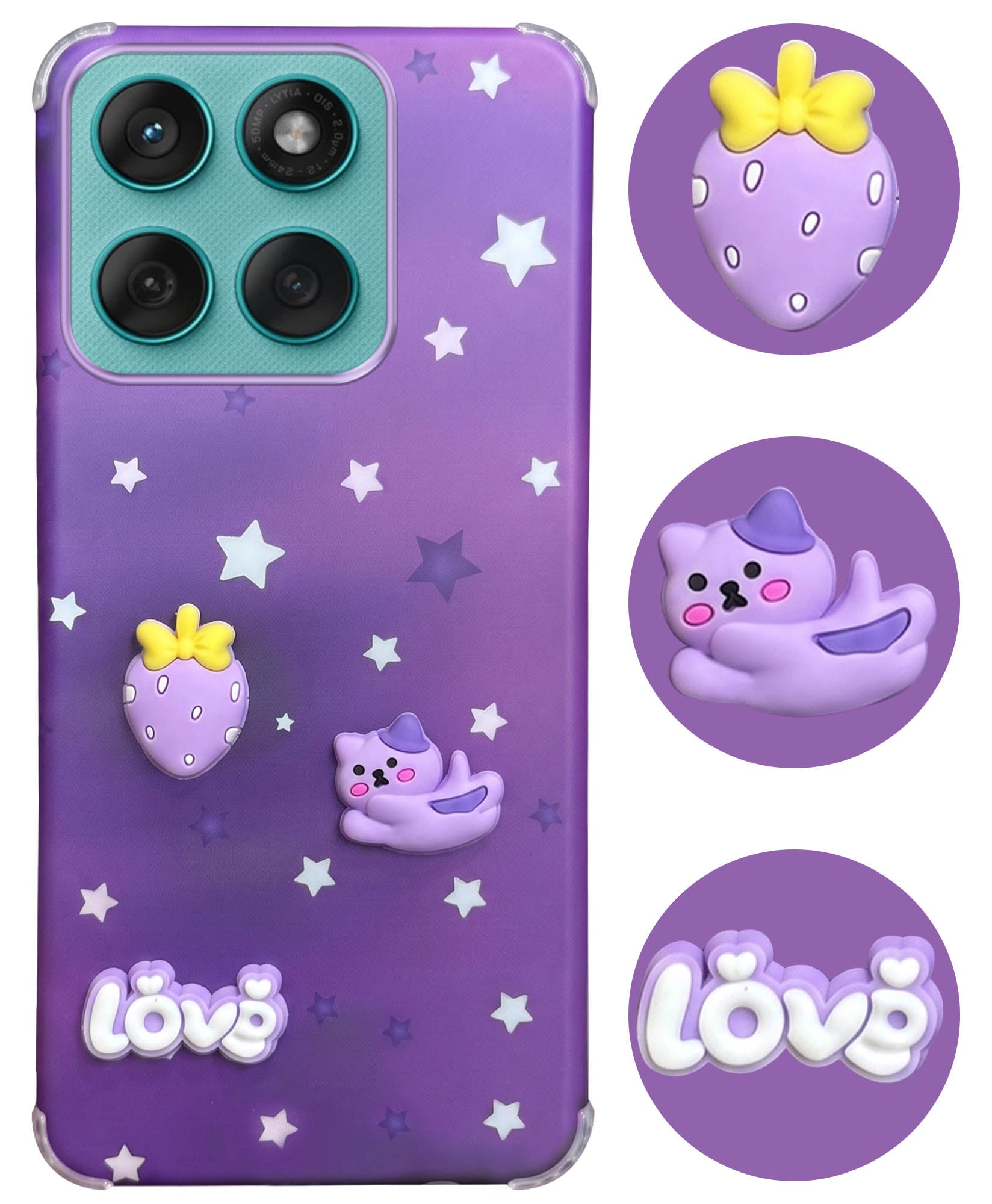 For Motorola Moto Edge 60 Fusion Back Cover Case (3D Cute Cartoons | Hard Back Side Soft | Matte Premium Finish | HD Printing)