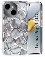 For Tecno Pop 9 4G Back Cover Case Compatible With  ( Dual Design Glitter Sparkle and Detachable Diamond Print Case | Soft and Flexible)