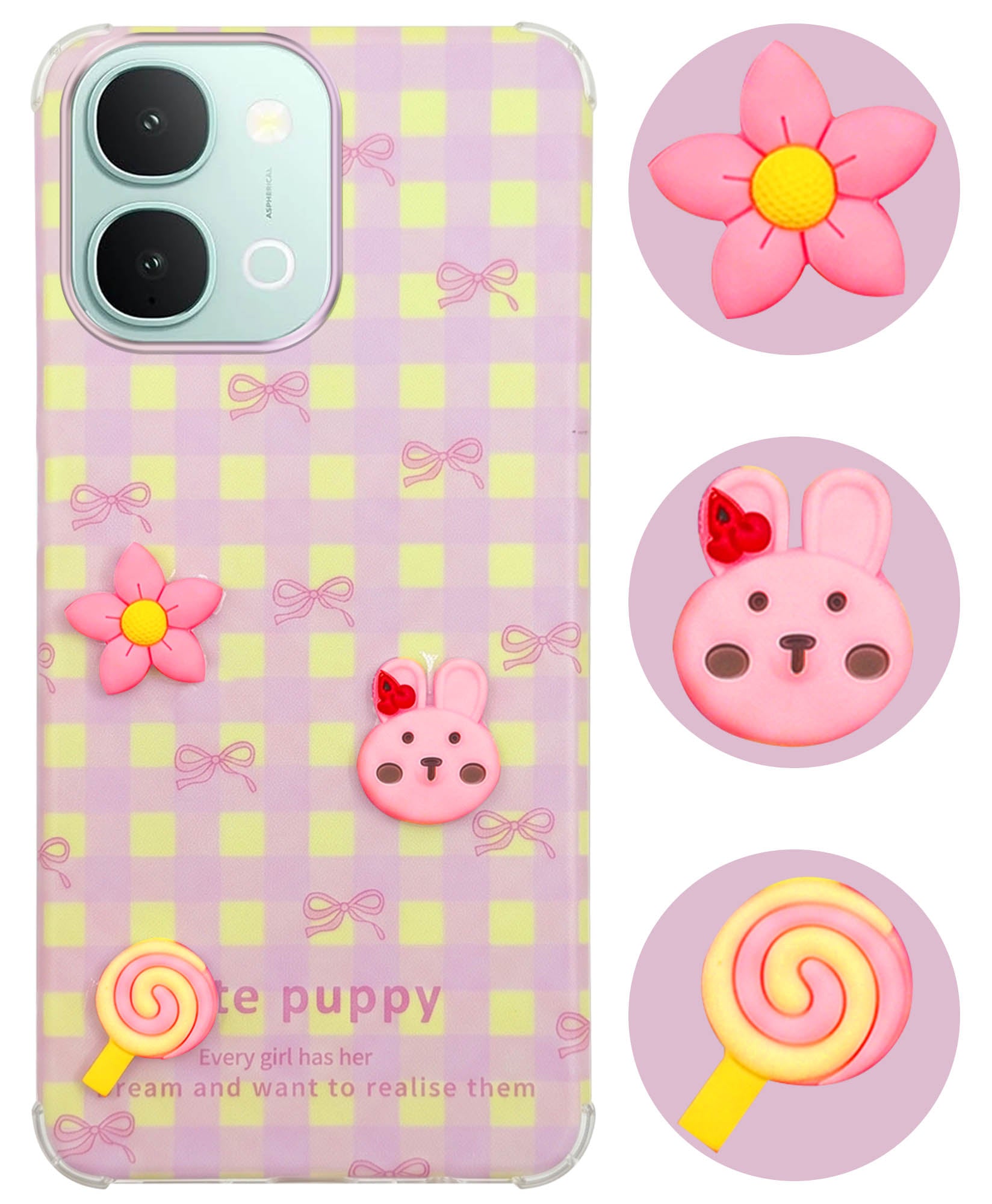 For Vivo iQOO Z11x 5G Back Cover Case (3D Cute Cartoons | Hard Back Side Soft | Matte Premium Finish | HD Printing)