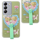 For Vivo T3 5G Back Cover Case (3D Cute Heart Strap Holder | Camera Protection | Designer Girls Print)