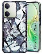 For Vivo Y300 Plus Back Cover Case ( Dual Design Glitter Sparkle and Detachable Diamond Print Case | Soft and Flexible)