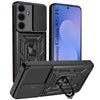 For Samsung Galaxy S25 FE Back Cover Case Hybrid Armor (Sliding Shutter Camera Protection | Polycarbonate |Ring Holder Kickstand)