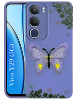 For Vivo Y29 Back Cover Case (Soft Butterfly Embroidery | Women Teen Girls | Camera Protection| Matte Silicone)