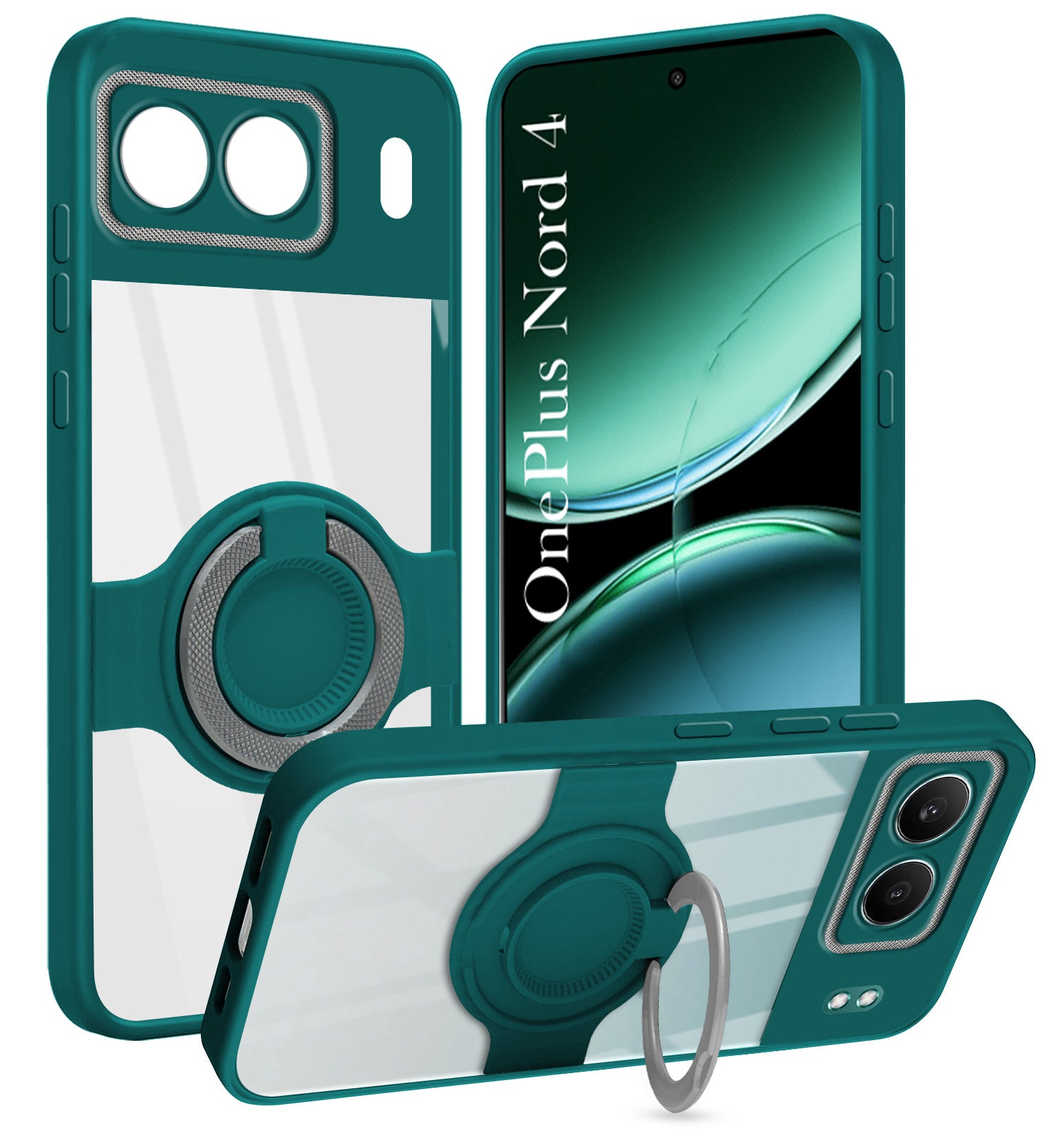 For Oneplus Nord 4 Back Cover Case with stand (Built-in Ring Holder Kickstand | Lifetime Anti Yellow | Camera Protection)