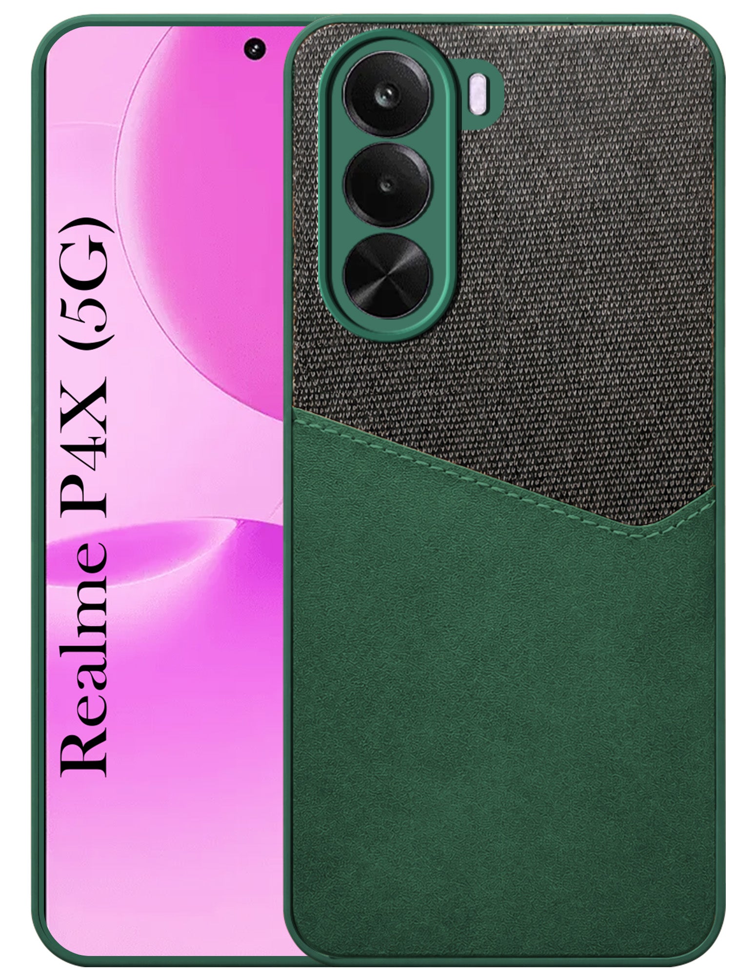 For Realme P4x Back Cover Case (Dual PU Leather Stitch | Professional Minimalist | Soft and Flexible)