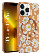 For Apple iPhone 13 Pro Back Cover Case  (Cute Floral Design | Flower Print for Girls | MagSafe Compatible Wireless Charging)