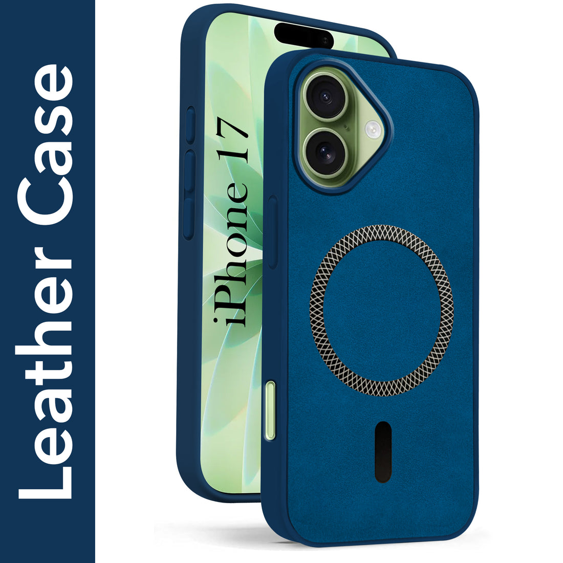 For Apple iPhone 17 Back Cover Case Leather Finish (MagSafe Compatible Wireless Charging | Soft Touch | Camera Bump Protection)