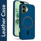 For Apple iPhone 17 Back Cover Case Leather Finish (MagSafe Compatible Wireless Charging | Soft Touch | Camera Bump Protection)