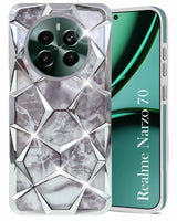 For  Realme Narzo 70 5G Back Cover Case ( Dual Design Glitter Sparkle and Detachable Diamond Print Case | Soft and Flexible)