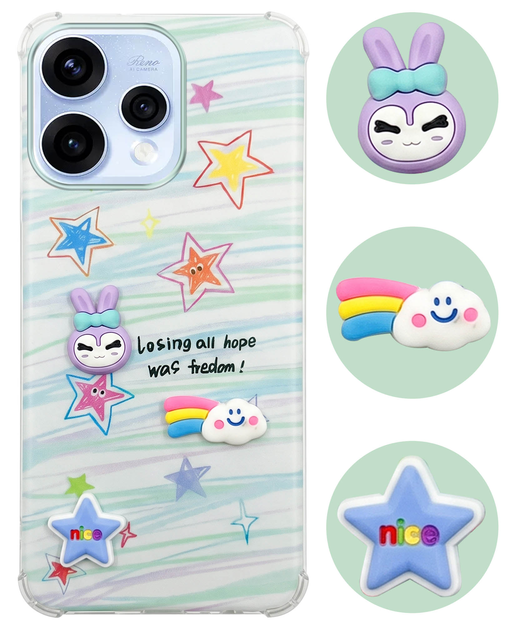 For Oppo Reno15 5G | Oppo Reno 15 5G Back Cover Case (3D Cute Cartoons | Hard Back Side Soft | Matte Premium Finish | HD Printing)