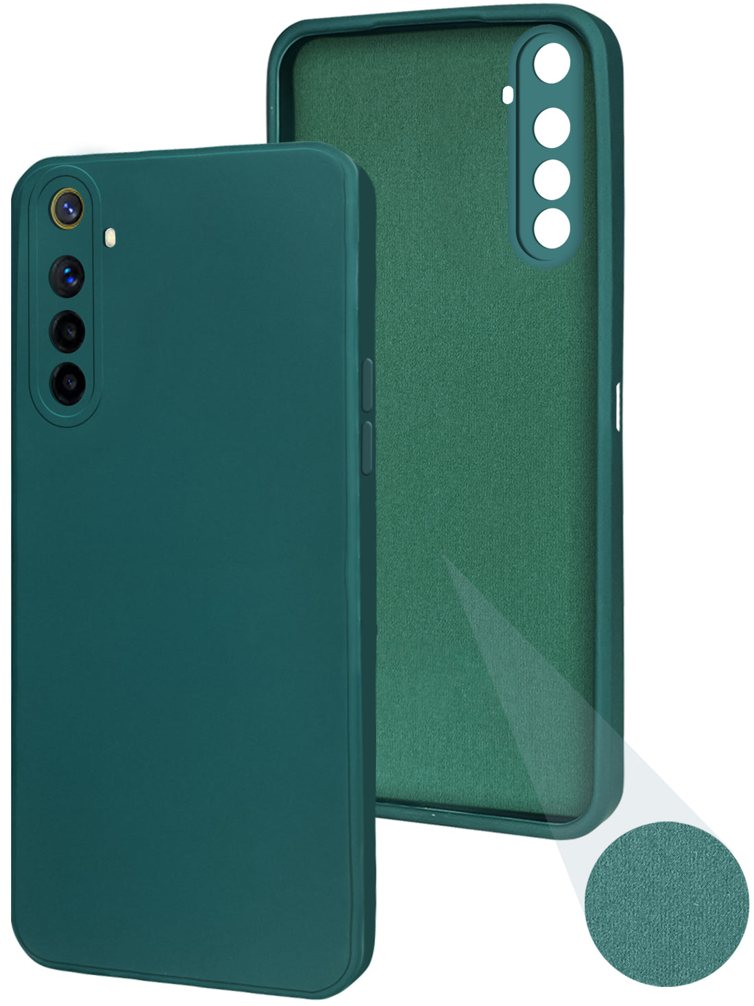 For Realme 6 Back Cover Case ( Matte Finish Silicone with Inside Fiber cloth)