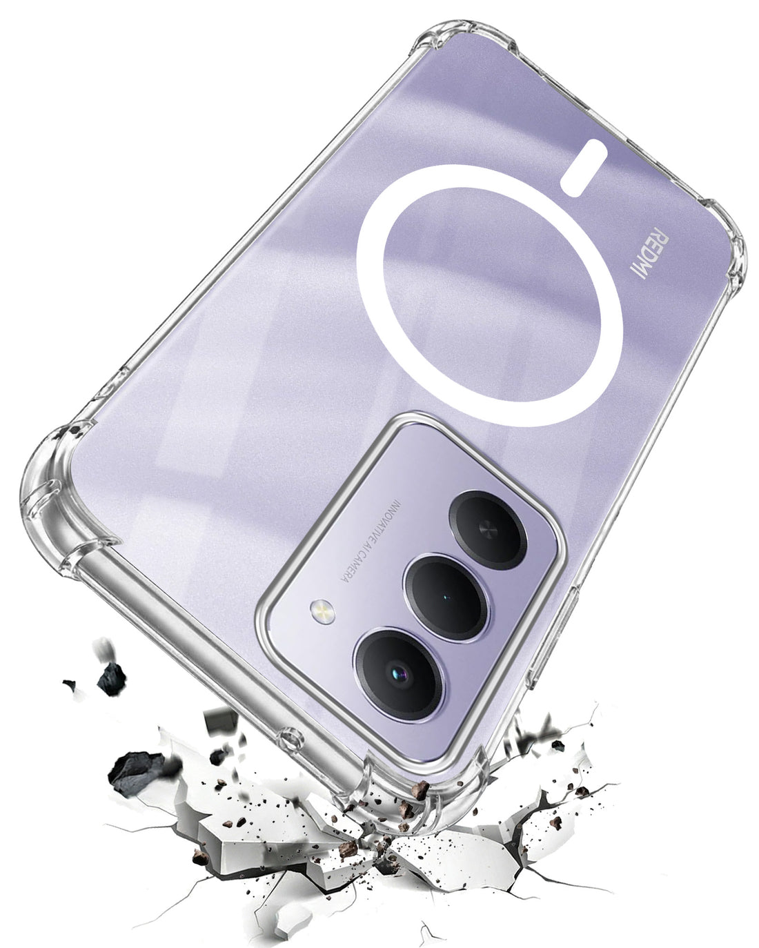 For Redmi 15 Back Cover Shockproof Crystal-Clear (Magsafe Wireless Support | Drop & Camera Protection | Hard Polycarbonate)