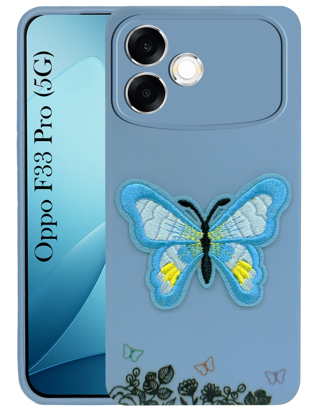 For Oppo F33 Pro 5G Back Cover Case (Soft Butterfly Embroidery | Women Teen Girls | Camera Protection| Matte Silicone)