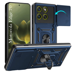 For Motorola Moto Edge 70 Back Cover Case Hybrid Armor (Sliding Shutter Camera Protection | Polycarbonate |Ring Holder Kickstand)