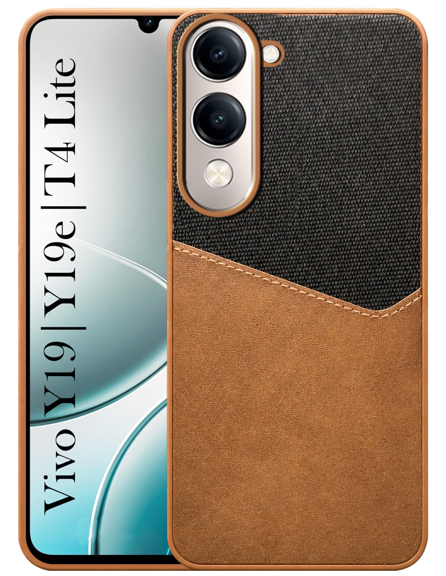 For Vivo Y19 | Vivo Y19e | Vivo T4 Lite Back Cover Case (Dual PU Leather Stitch | Professional Minimalist | Soft and Flexible)