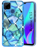 For Realme C15 Back Cover Case (Dual Design Glitter Sparkle and Detachable Diamond Print Case | Soft and Flexible)