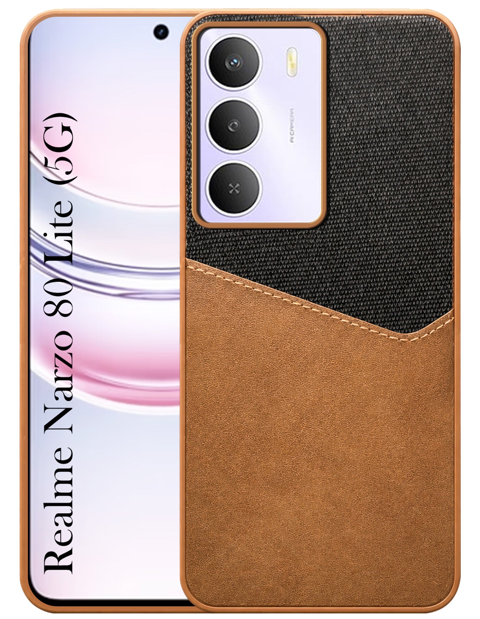 For Realme Narzo 80 Lite 5G Back Cover Case (Dual PU Leather Stitch | Professional Minimalist | Soft and Flexible)