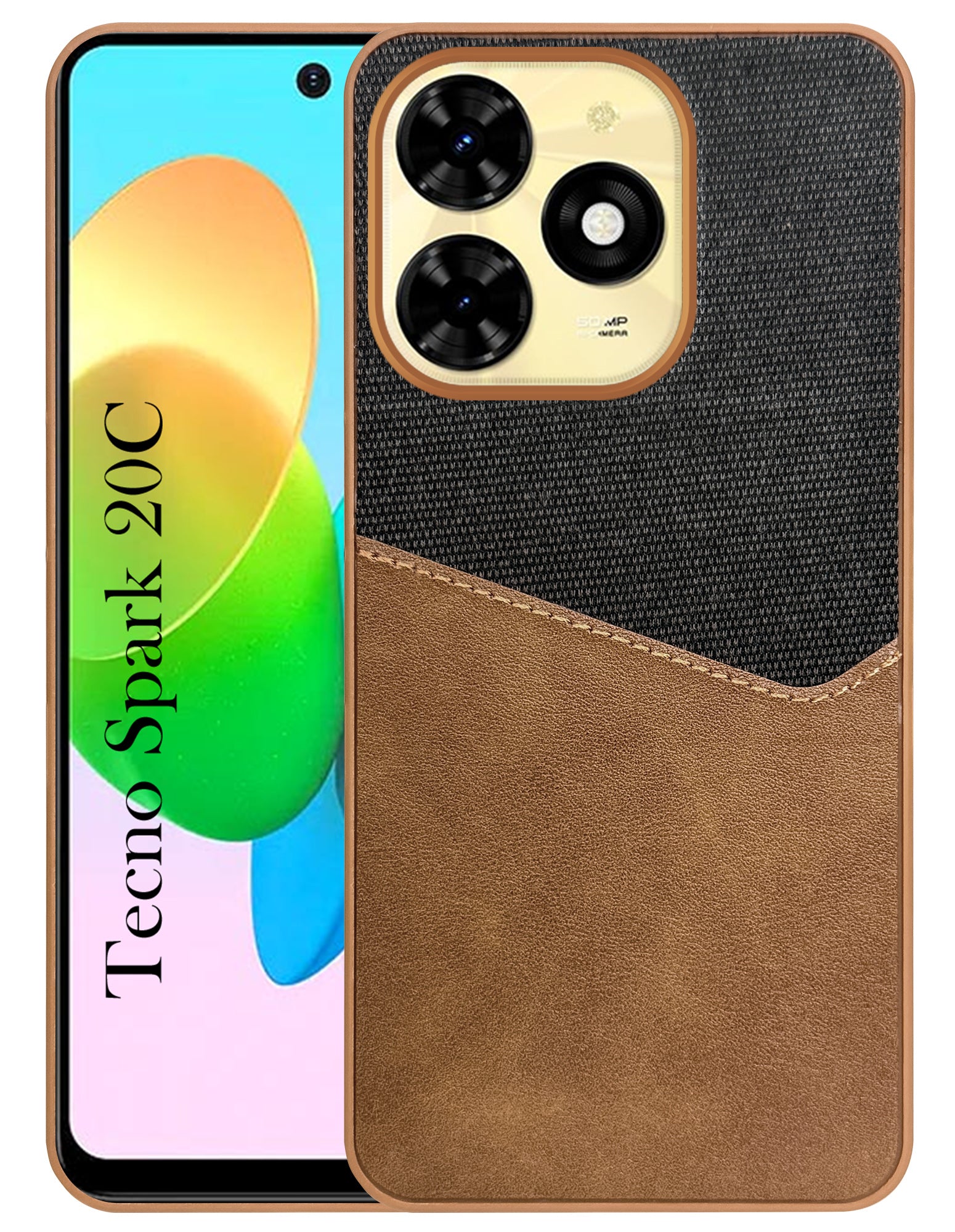 For Tecno Spark 20C Back Cover Case (Dual PU Leather Stitch | Professional Minimalist | Soft and Flexible)