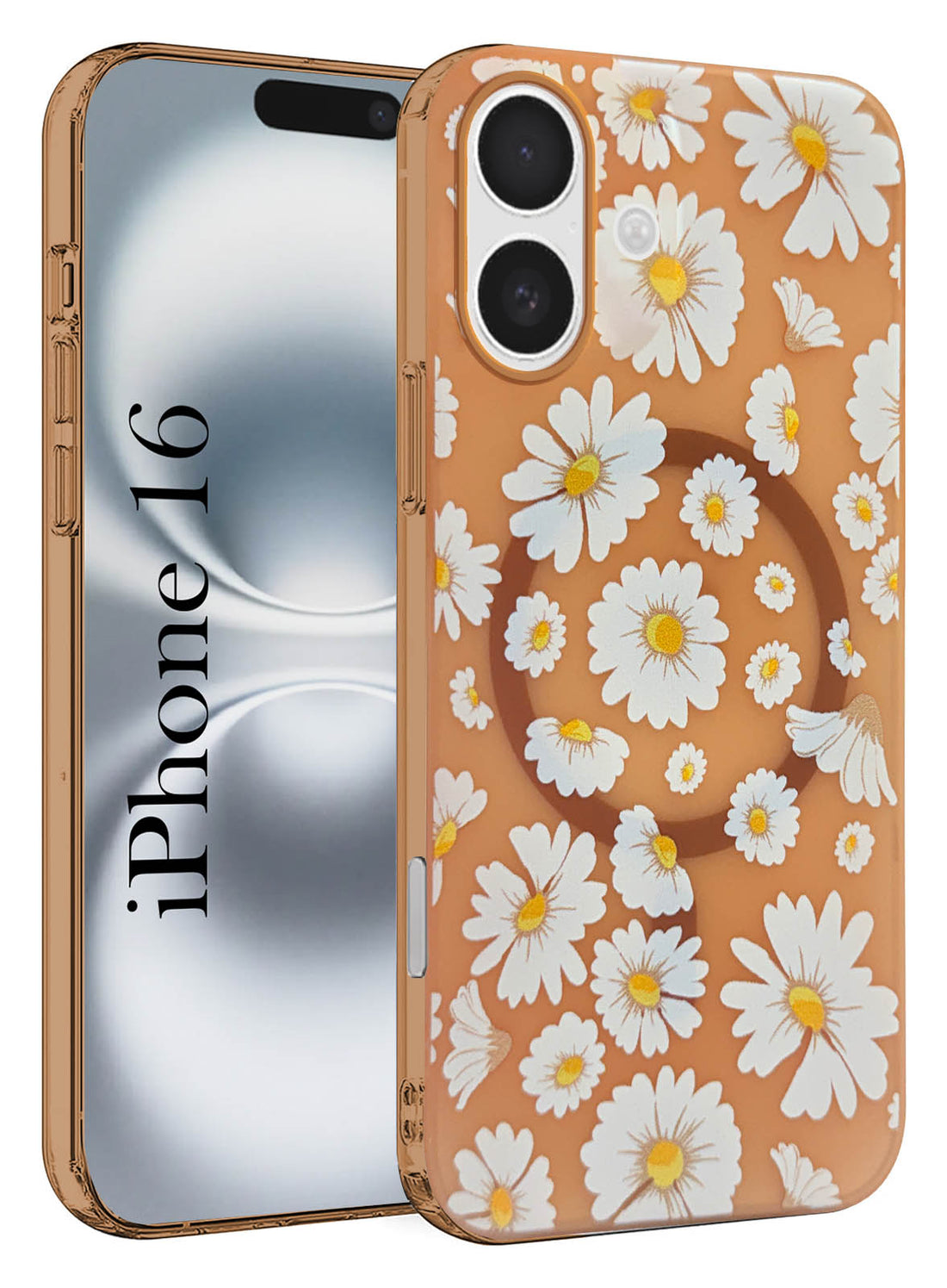 For Apple iPhone 16 Back Cover Case (Cute Floral Design | Flower Print for Girls | MagSafe Compatible Wireless Charging)