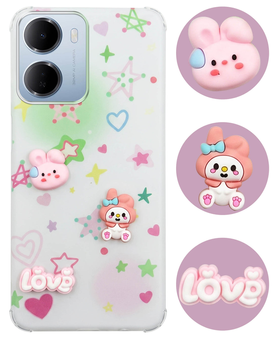For Redmi 15A 5G Back Cover Case (3D Cute Cartoons | Hard Back Side Soft | Matte Premium Finish | HD Printing)