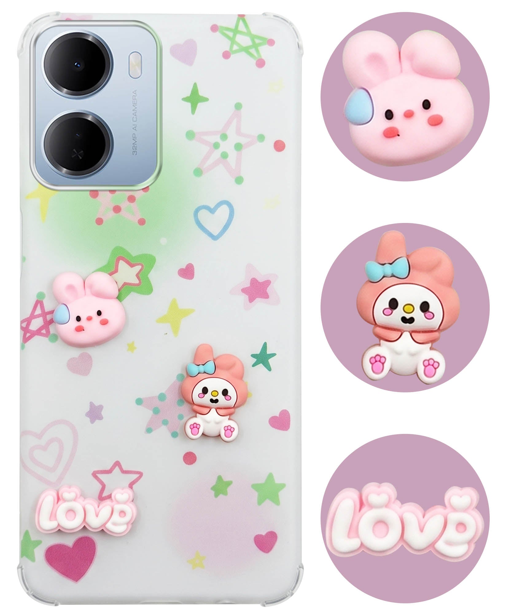 For Redmi 15A 5G Back Cover Case (3D Cute Cartoons | Hard Back Side Soft | Matte Premium Finish | HD Printing)