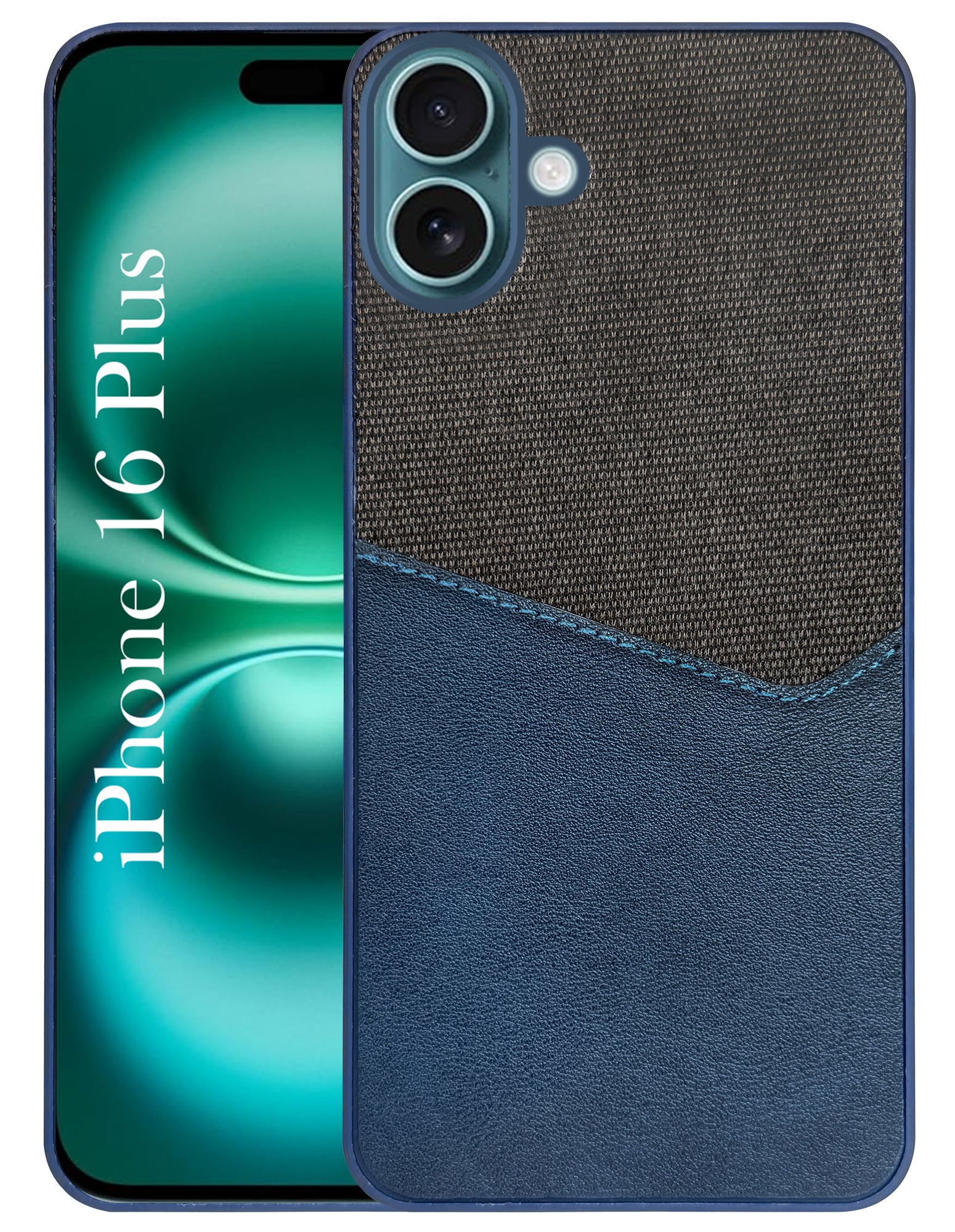 For Apple iPhone 16 Plus Back Cover Case (Dual PU Leather Stitch | Professional Minimalist | Soft and Flexible)